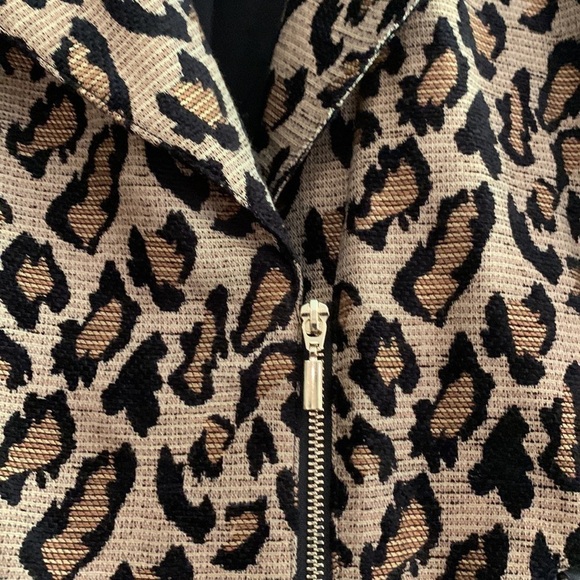 Chicos Moto Jacket Coat Animal Print Jaquard Knit Leopard Cheetah Zipper… - Picture 5 of 10